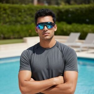 Foster Grant IRONMAN iRoflex Sport Sunglasses | Blue Mirror | NWT